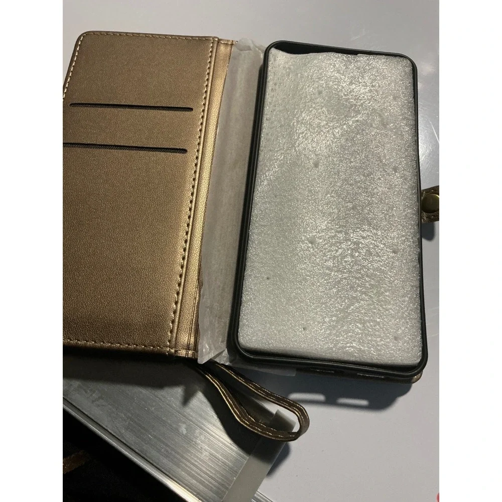 Defencase Galaxy S25 Case Wallet‎ Card Holder Titanium Leather Wristlet Zipper